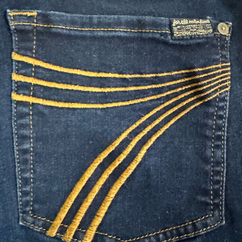 7 For All Mankind Blue Jeans with Gold Stitching